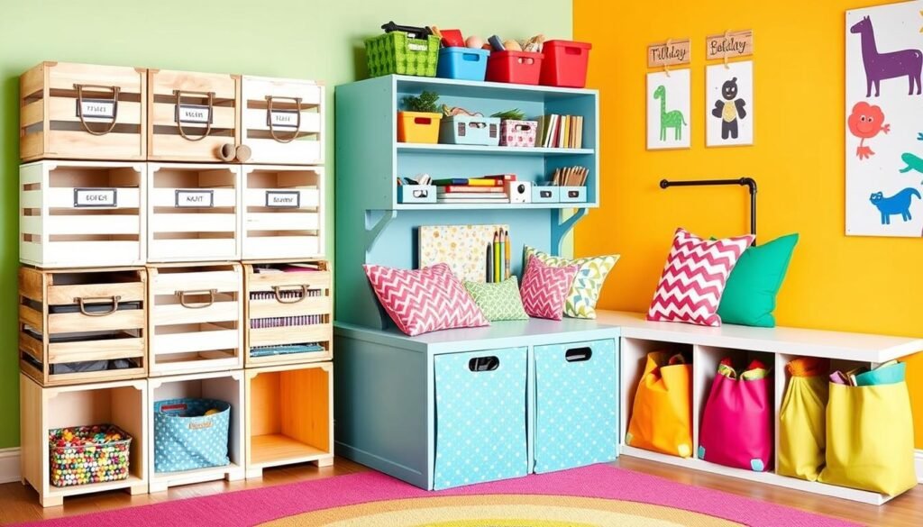 DIY playroom storage