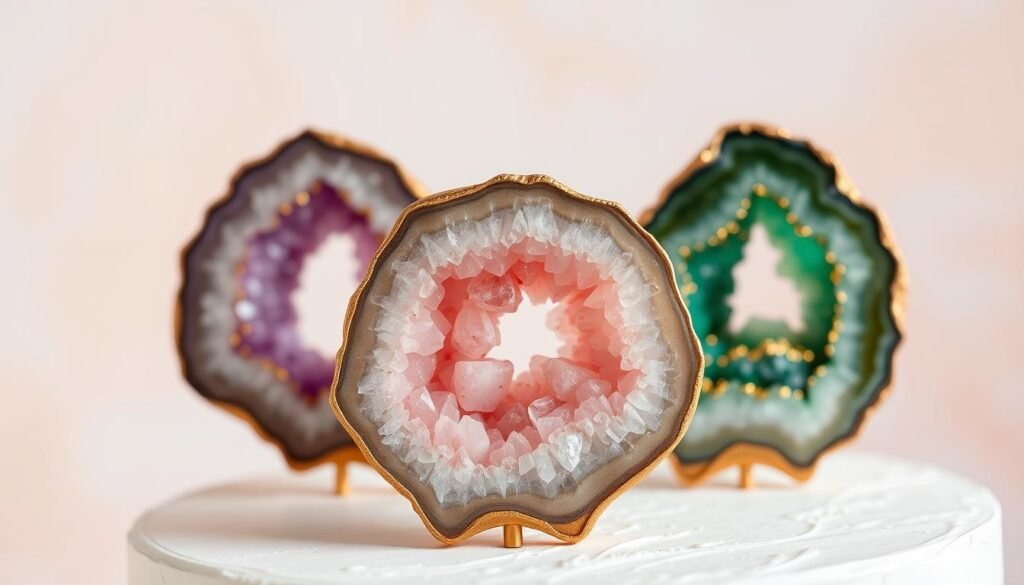 geode wedding cake toppers